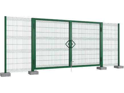 Распашные ворота со стальной рамой и с заполнением сварной сеткой