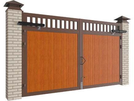 Распашные ворота в алюминиевой раме с заполнением сэндвич-панелями swg-a